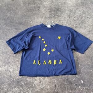 Alaska Crop Top Shirt Womens L Blue Cropped Vintage Skate Style Casual Wear